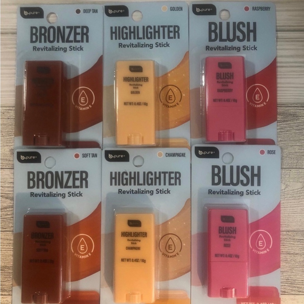 B•Pure Bronzer, Highlighter & Blush Sticks (6 Pack) Entire Collection New BPure